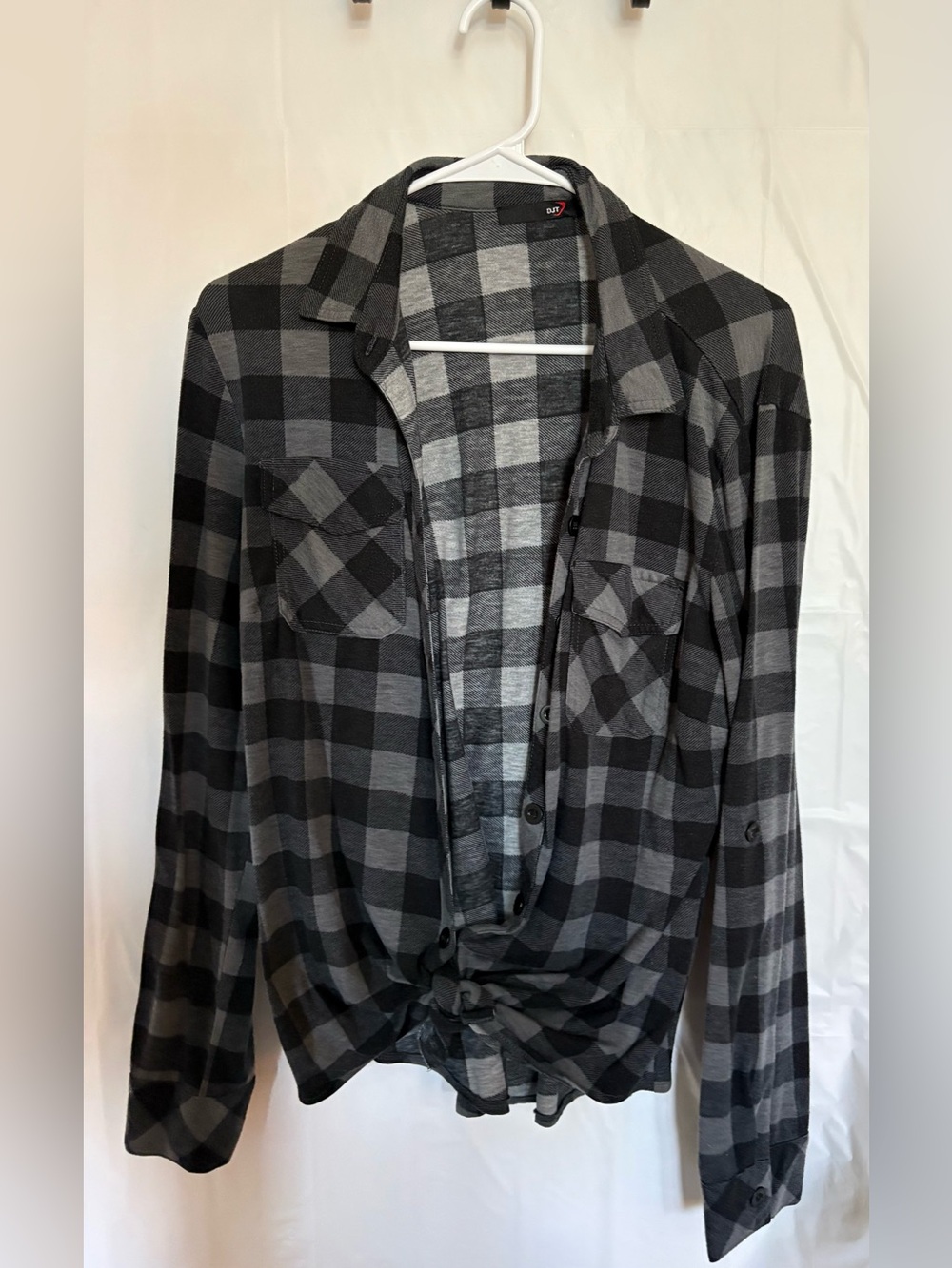 Black & Gray Plaid Button-Up Shirt